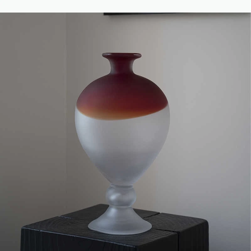 Glass Vase Red Gradient Gourd Shape Flower Vase Floral Arrangement Accessories Terrarium Home Decoration