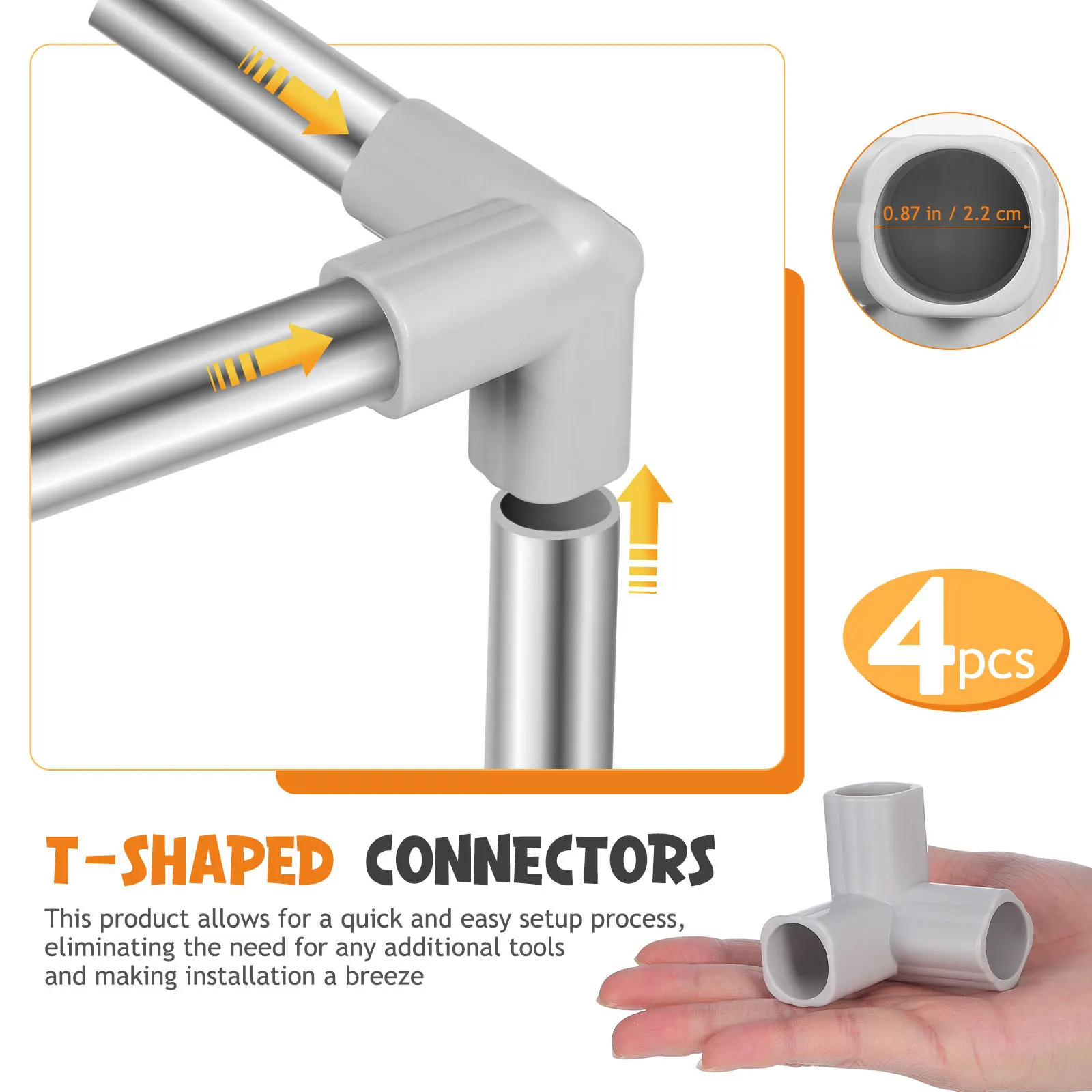 Connecteurs de parc pour bébé 4 pièces, raccords en acier en forme de T pour clôture de sécurité DIY, utilisation intérieure et extérieure, connecteur de tuyau en PVC, coin à 3 voies