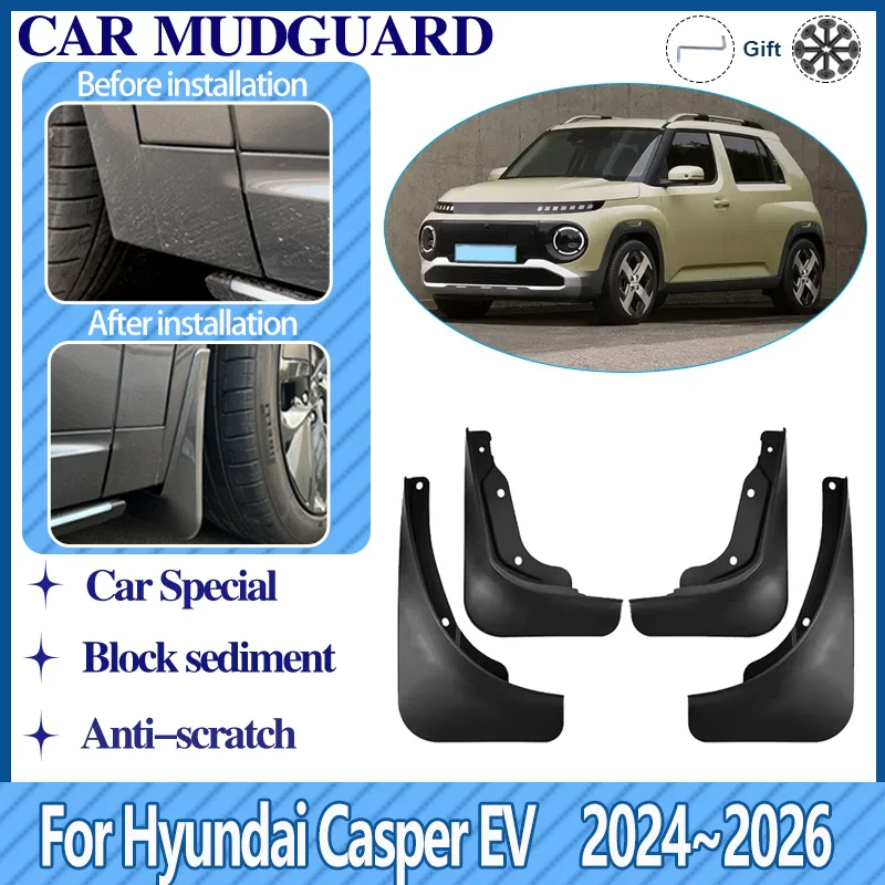

Car Mud Flaps For Hyundai Casper EV 2024 2025 2026 Mudguard Mudflaps Kit Flares Splash Guards Anti-stain Fender Car Accessories
