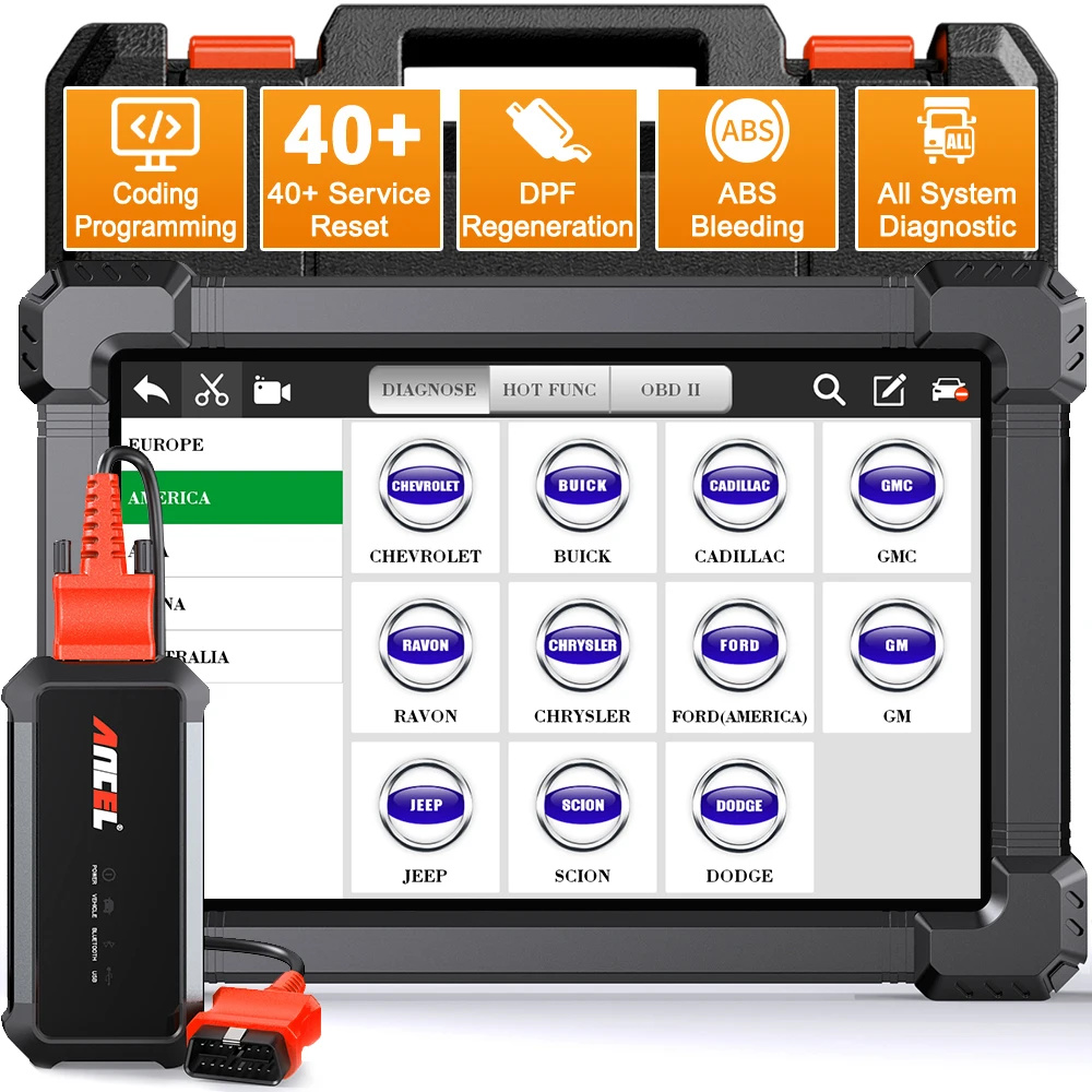 ANCEL Diesel Heavy Duty Truck Diagnostic Tools X7 HD 24V 12V All System Bi-directional ABS Oil ECU 15 Reset OBD2 Truck Scanner