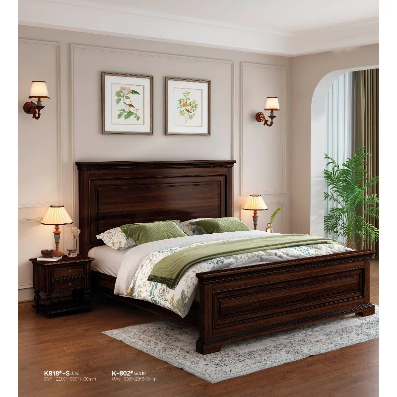American Luxury Antique Vintage Solid Wood Bedroom Set for Hotels and Private Residences Superior Durable Dining Furniture