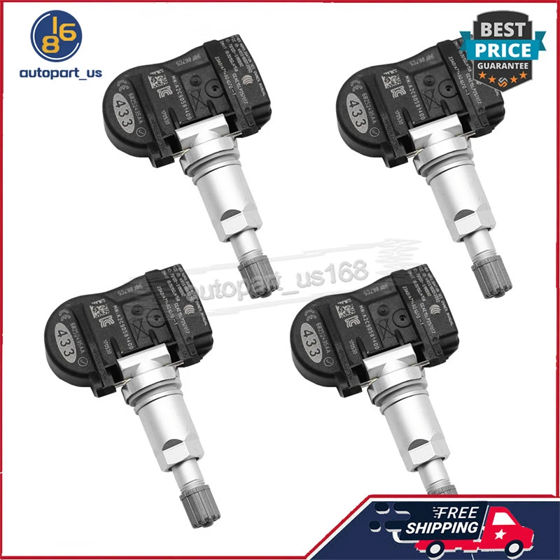 4PCS TPMS Tire Pressure Monitoring System Sensor 433MHz 68252495AA For Dodge Durango 2018-2020 Jeep Grand Cherokee 2016-2020