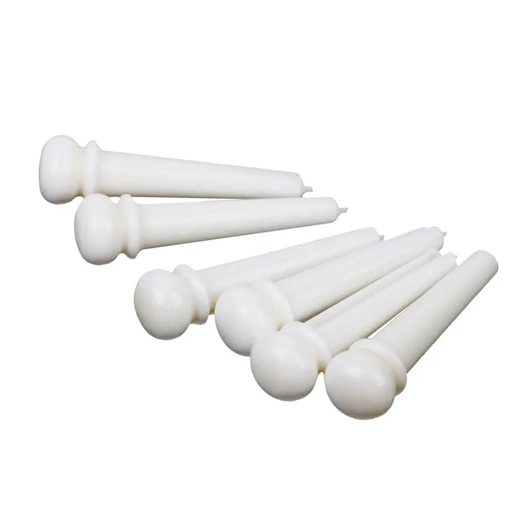 Acoustic Guitar Bridge End Pin Cattle Bone Endpins White Guitar Pins Set of 6 for Replacement and Setup