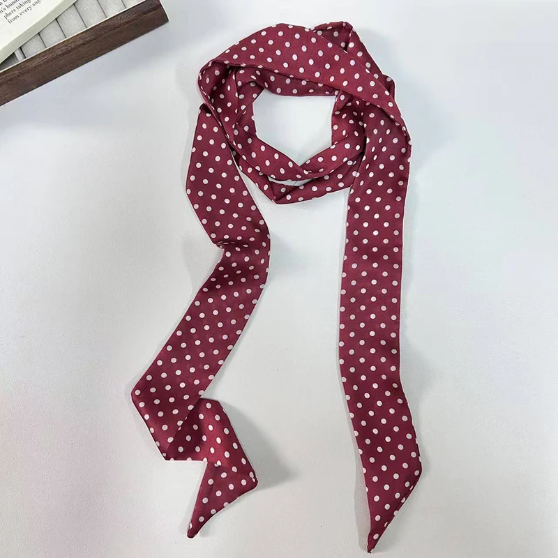 200 سنتيمتر نقطة نمط طويل المرأة وشاح موضة الإناث حزام نحيل رئيس الأوشحة لسيدة وشاح حريري التعادل حقيبة أشرطة الرقبة منديل #6