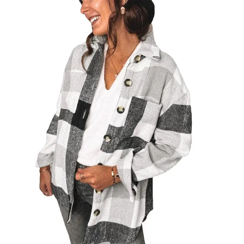 Mulher Cheered irt com ket Jaet Regular Sve Long Sve Tecido de poliéster não afundando fácil cuidado Sle