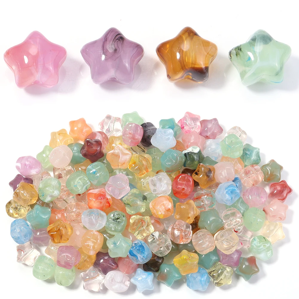 30 teile/los Fünf-spiel Stern Acryl Perlen Bunte Schattierung Lose Perlen Für Schmuck Machen DIY Halskette Armband Zubehör