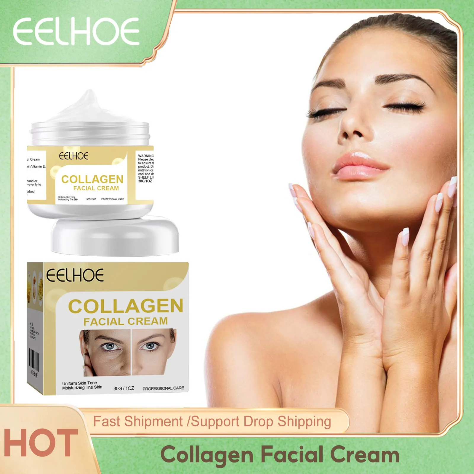 

Collagen Facial Cream Instant Lift Firming Skin Tightening Brightening Skin Rejuvenation Skin Smooth Moisturizer Face Cream 30g