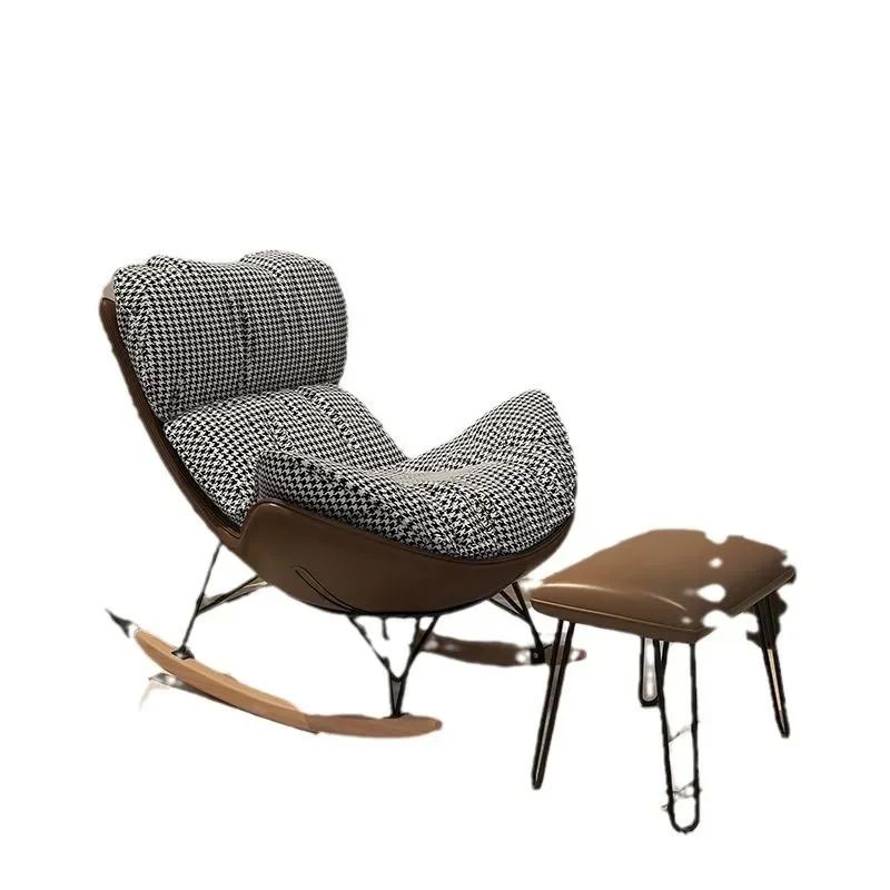 Lazy sofa Living room Bedroom Thousand bird grid rocking chair Adult home happy balcony Single leisure chair