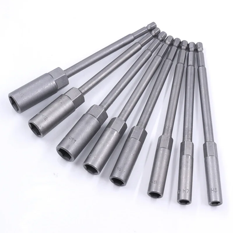 Tournevis à écrou à Impact profond, outil de douilles pour outil électrique 80mm 100mm 150mm outils de démontage de boulons à tige hexagonale 1/4 Extra longue 1 pièce