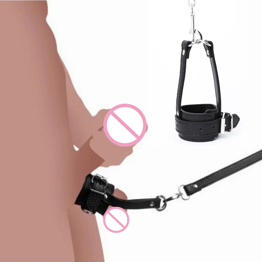 

Ball Stretcher With Leash Leather Cock Ring Weight Erotic Bondage Restraint Harness Strap Penis BDSM Adult Sex Toys for Gay Men