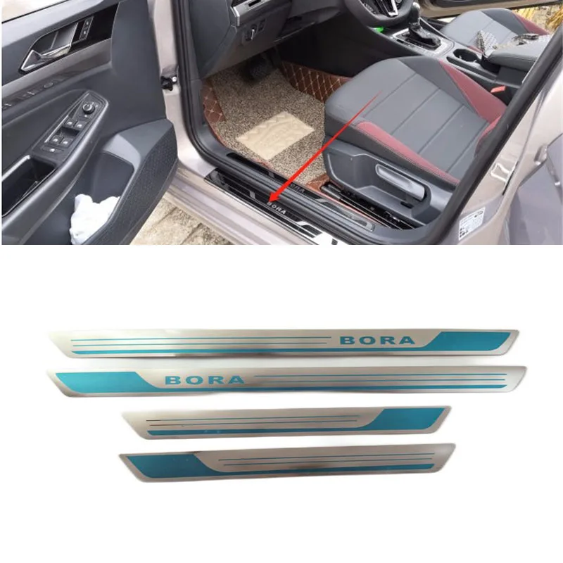 4PCS/Lot Stainless Steel For 2013-2015 Volkswagen Bora Ultra-thin Auto Car Door Sill Scuff Plate Pedal Cover