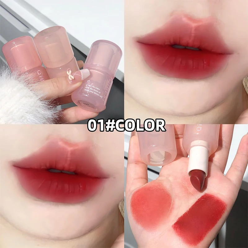 QIBEST Nude Matte Lippenstift Wasserdicht Langlebig Lip Stain Sexy Roten Lippenstift Getönte Lippen Make-Up Für Frauen Koreanische Kosmetik
