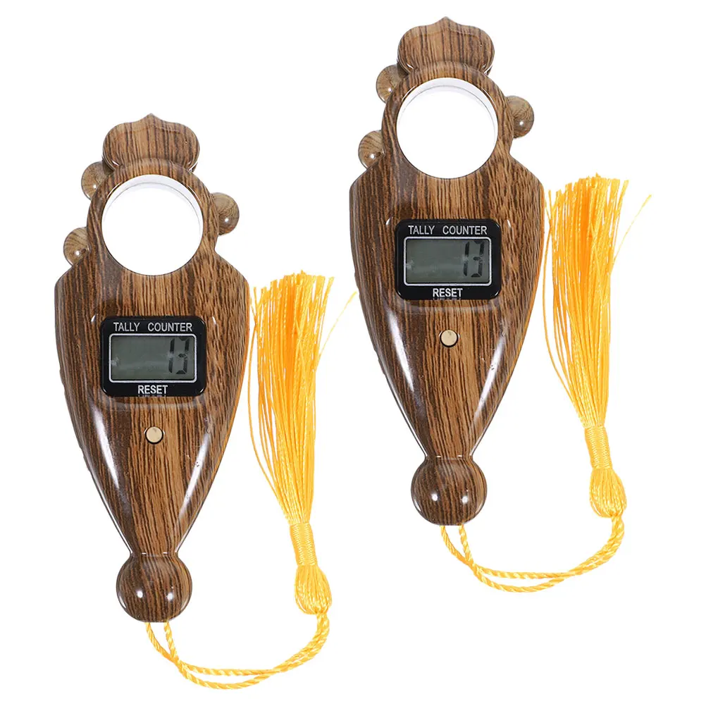

2pcs Digital Buddha Beads Counter Large Display Wood Grain ABS Prayer Tally Counters Portable LED Counting Machine for Chanting