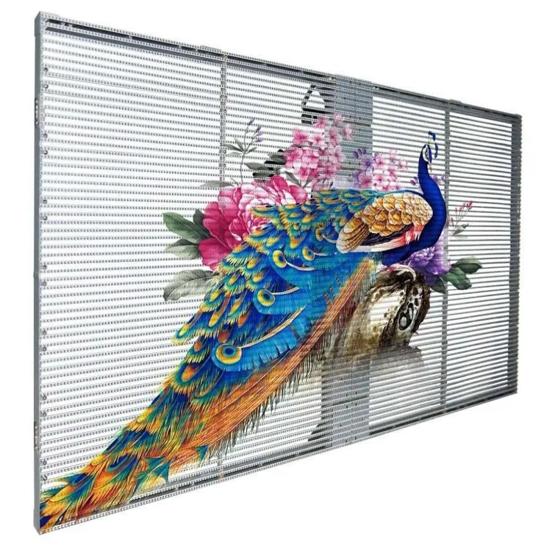Indoor P3.9 transparant mesh-scherm voor glazen etalage