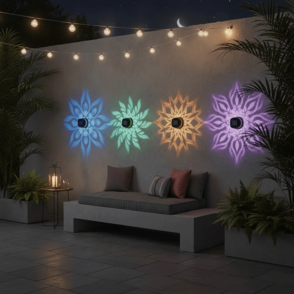 Waterproof Solar Wall Sconce Auto On Off Hollow Pattern Solar Wall Light Decorative Lighting Solar Powered Solar Lamp