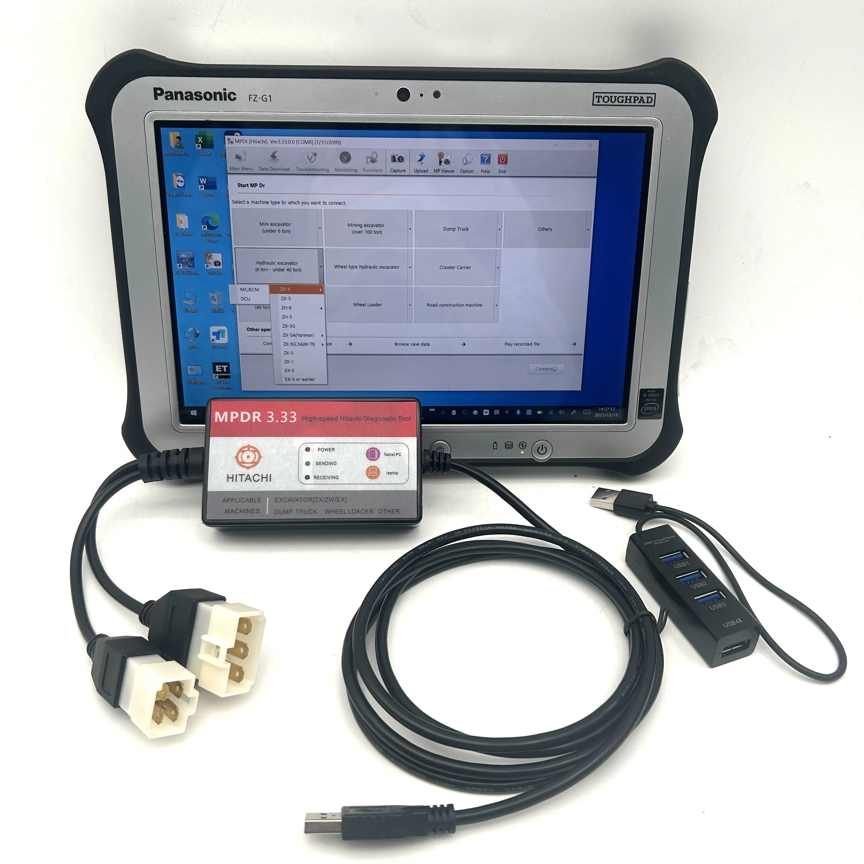 

Suitable for the entire range of Hitachi EX and ZAX series! The MPDR3.33 diagnostic tool for engine faults