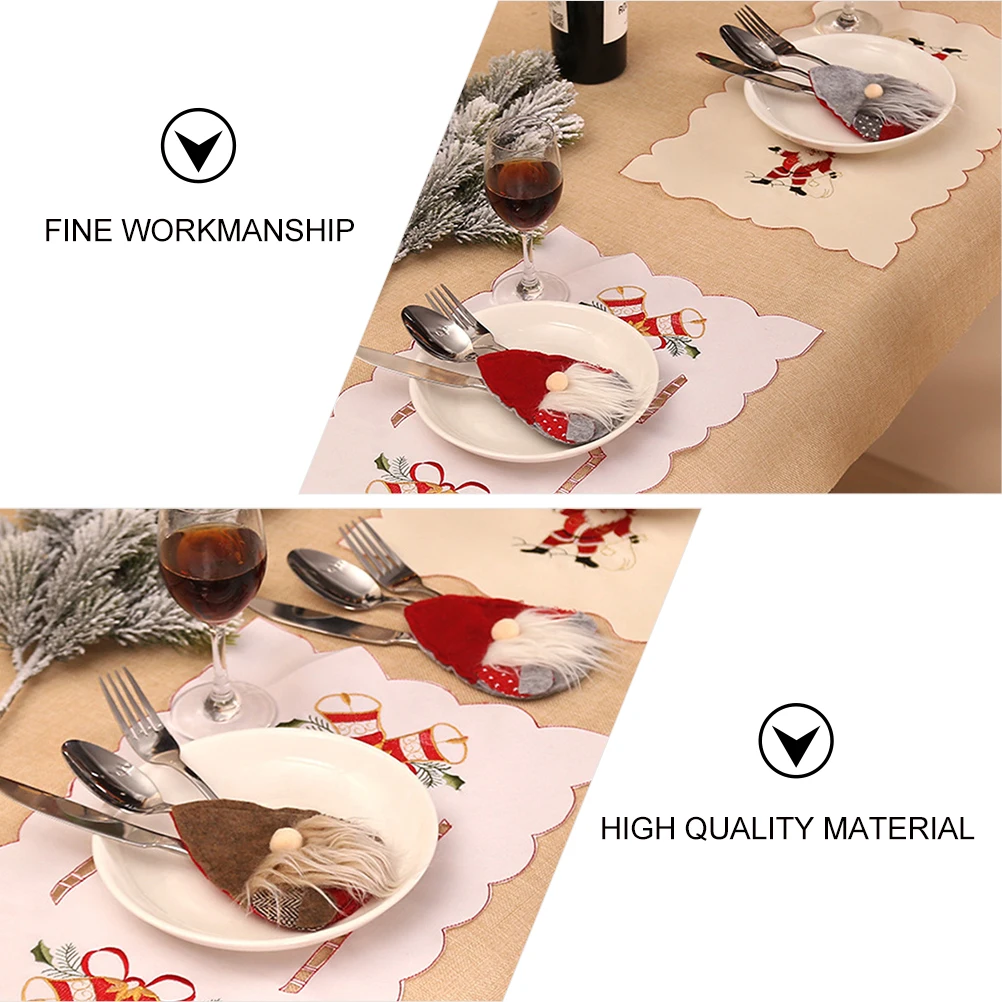 

6pcs Christmas Tableware Covers Forest Man Design Festive Party Decoration Cloth Cutlery Holders Storage Bag Lightweight