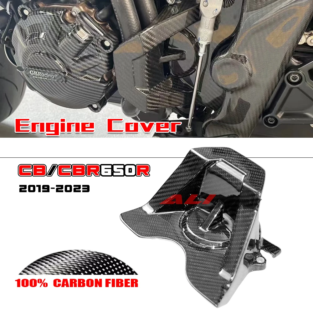 

100% Real Dry Carbon Fiber Fairing Fit Honda CB650R CBR650R 2019-2023 Motorcycle Front Sprocket Guard Chain Cover Gear Protector