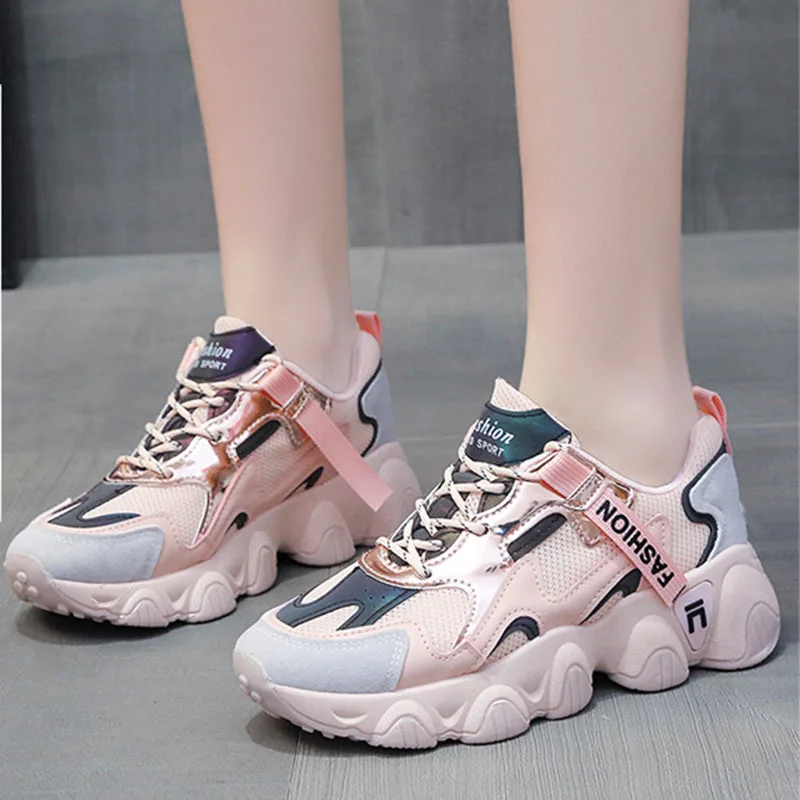 Women Sneakers Casual Platform Shoe2022 Fashion Korean Women Chunky Sneakers Platform Autumn Breathable Mixed Colors Women Shoes