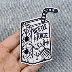 Cool Beetlejuice Embroidered Patches For Clothing DIY Badge Adhesive Juice Box Cartoon Patches On Clothes Stickers Appliques