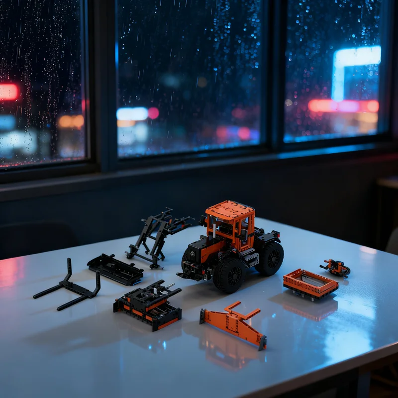 

2154pcs MOC MB Trac With 8 Attachments Technical Model Building Blocks Creative Gift DIY Display Decor Adult Premium Kids Desk