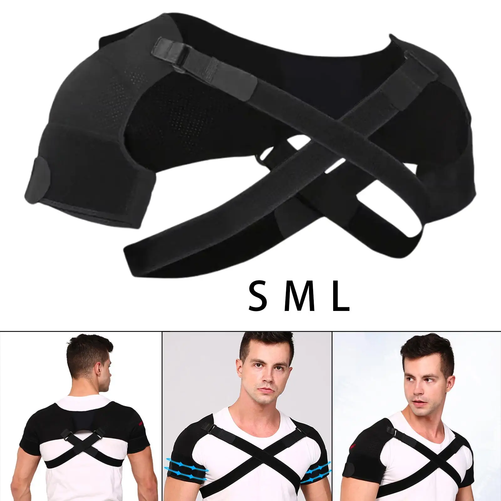 Double Shoulder Support Strap Adjustable Bandage Sports Double Shoulder Brace Wrap Belt Band Pad Back Support Protector