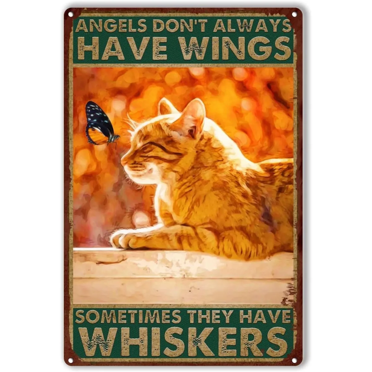 Funny Angel Mustache Metal Tin Sign 8x12 Inch Rustic Vintage Wall Decor for Living Room Bedroom Bar Office