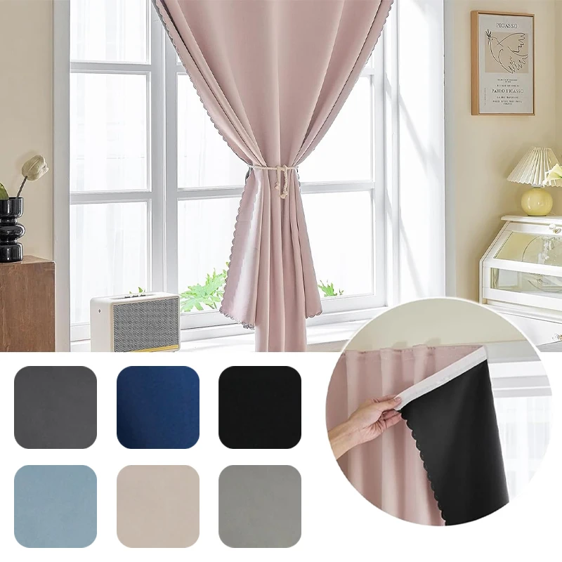 

1PC No Drilling Blackout Curtain Self Adhesive 100% Light Blocking Heat Insulation Window Shade for Bedroom Living Room Privacy