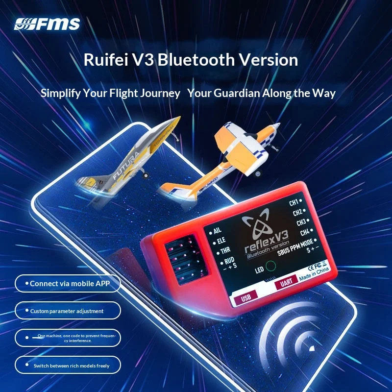 FMS Reflex V3 Flyight Controller Bluetooth Upgraded External Gyro Smart Assist Electronic Device For RC Airplane For New Pilots