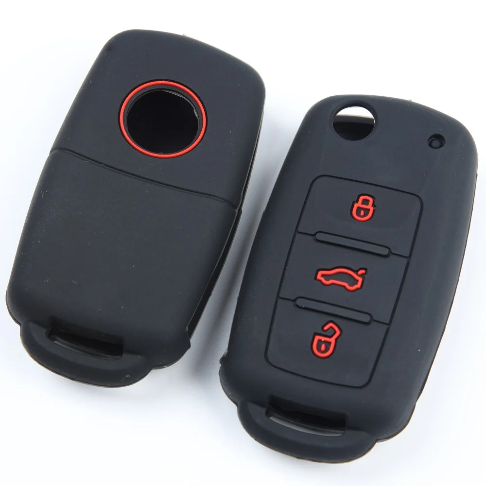 Car Key Case for VW Golf Jetta POLO for Skoda Yeti Superb Rapid Octavia for SEAT Leon Ibiza 3 Button Silicone Key Cover