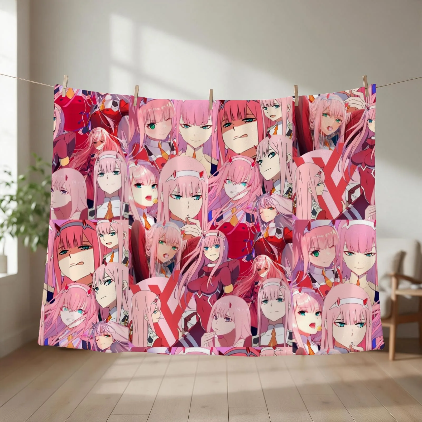 Zero Two collage Throw Blanket couch cozy soft plush fuzzy picnic outdoor blanket