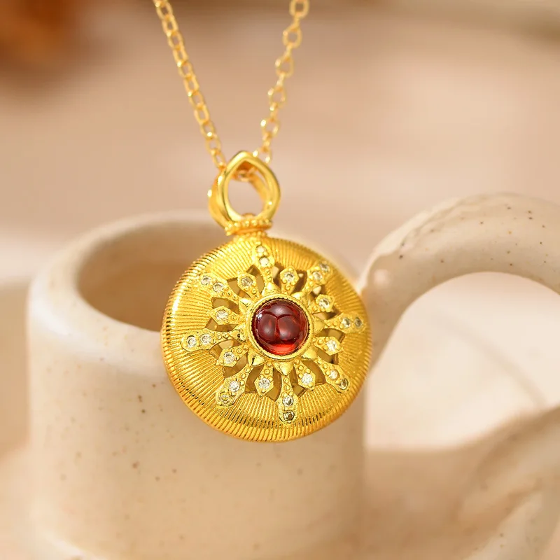 

Роскошная женская подвеска из чистого золота 9999 карата из настоящего золота 9999 с легким диском, цепочка на ключицу