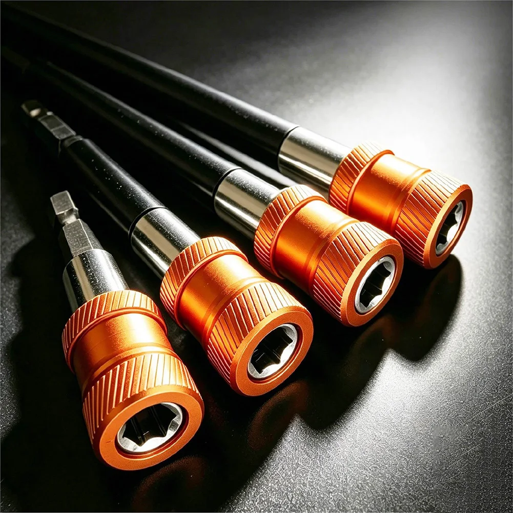 Hex Shank Extender Magnetic Bit Holder For Construction Tasks Dual Safety Locking Wear Resistant Material Power Tool Accessory