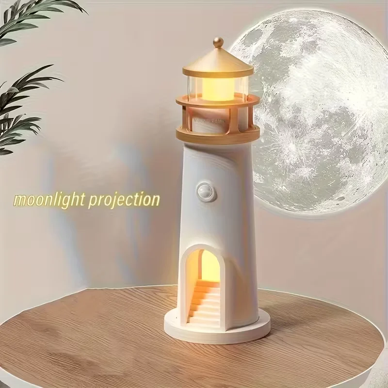 1PC clair de lune phare lumière USB Rechargeable LED veilleuse ambiante avec capteur de mouvement lampe intelligente à intensité variable pour la décoration de la chambre