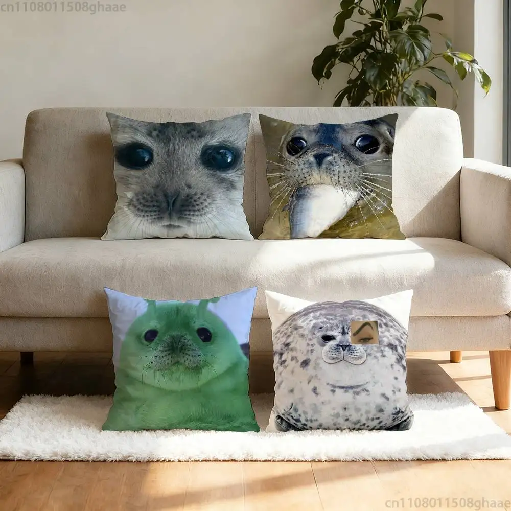 

Seal Sea Cute Funny Pillow Case Sofa Living Room Bedroom Headboard Backrest Cushion Square Cushion Nap Time