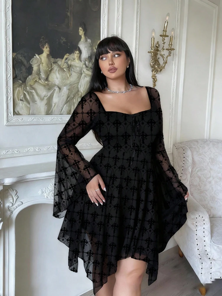 bohemian dresses women Ruffle Detail Tiered Dress for Above Ankle Length Members_刘慧2 1 Dress Elevate your Size:18W SHEIN Neon Lime One