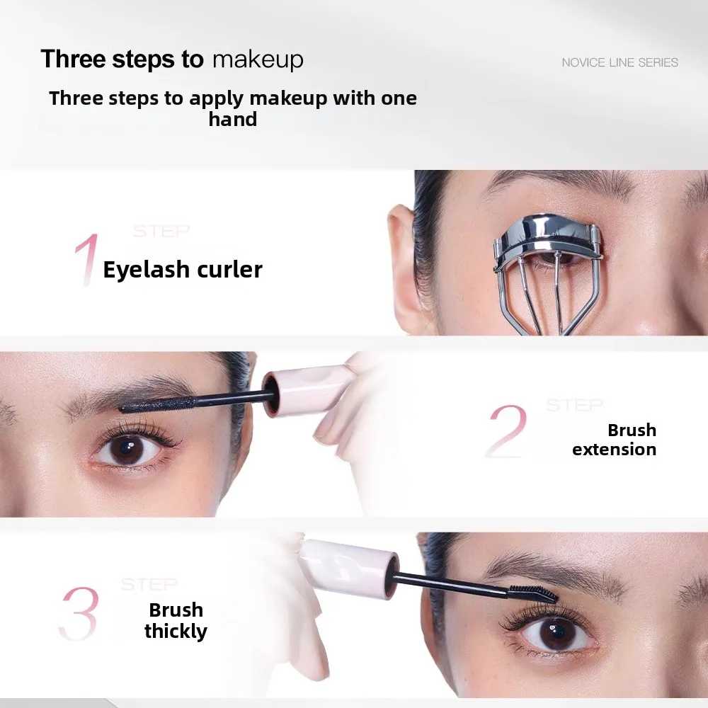 Sanzitang Mascara a doppia testa Mascara in fibra di seta Mascara impermeabile per estensione ciglia Nero Spessore Allunga ciglia Cosmetico