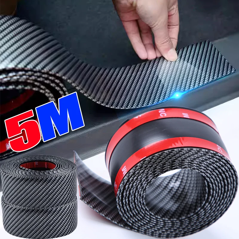 

Carbon Fiber Car Threshold Portector Moulding Strip Self-Adhesive Trim Bumper Strip Door Sill Film Anti Scratch Guards Sticker