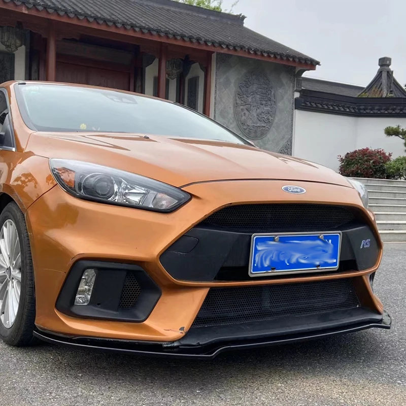 High Quality ABS Glossy Black Front Bumper Lip Spoiler Body Kit For Ford Focus RS ST 2015-2018 Modification Accessories