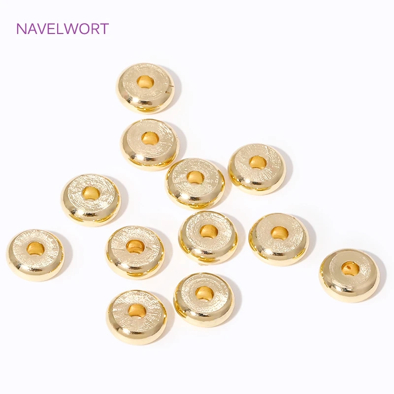 3/4/5/6mm 14K Gold Plated Round Flat Spacer Beads Brass Loose Beads DIY Jewelry Making  Accessories For Bracelet Necklace Making