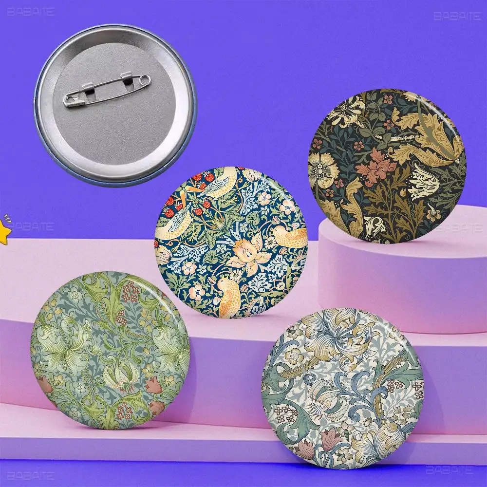 William Morris Creative Tinplate Soft Button Pins Animal Icon Brooch Lapel Backpack Badge Accessories Pin