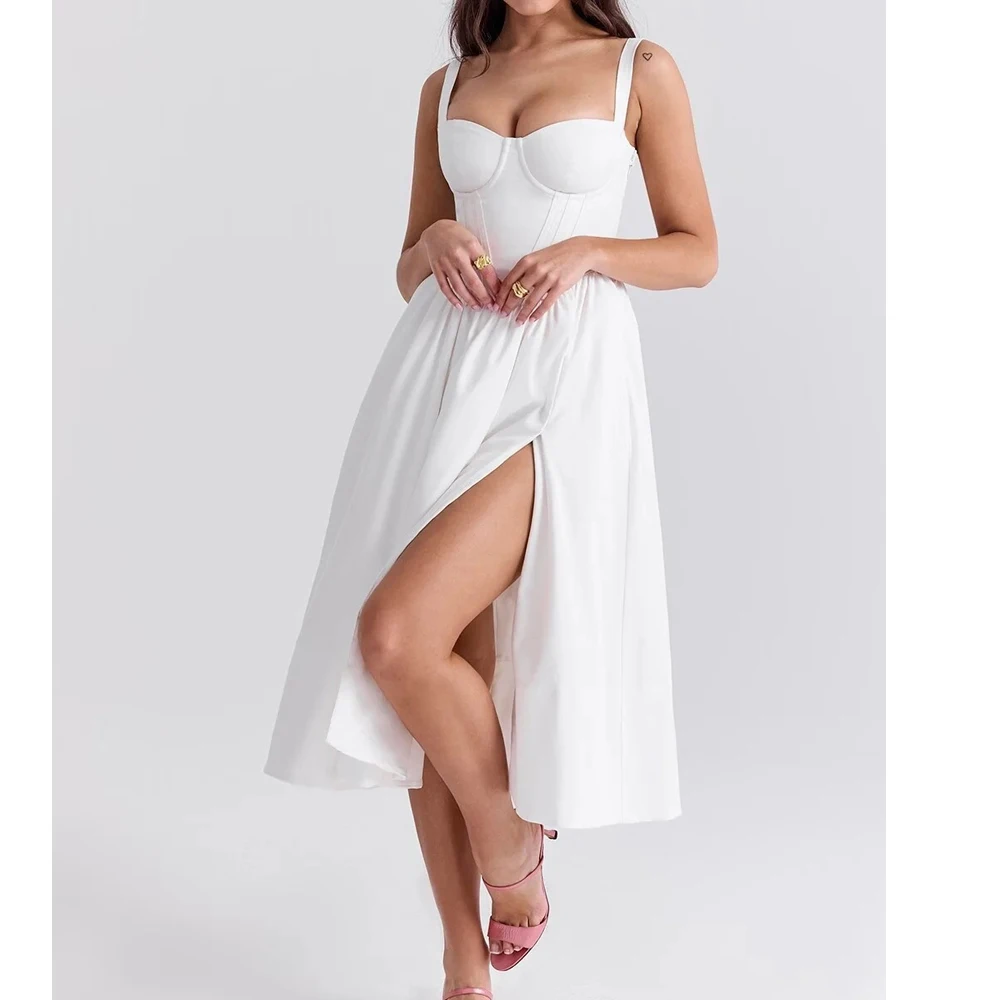 

2025 New Women Summer Sexy Long Dress Sleeveless Tank Top Elegant White Dress Vestidos Clothes