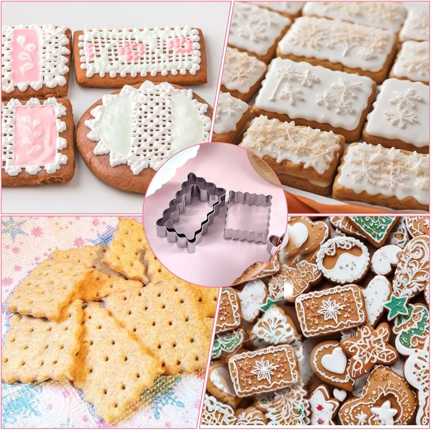 【6er-Pack Backform-Set】 Ausstechformen mit gewelltem Rand, Dekorationswerkzeuge, Wellenmusterpresse für Brot, Toast-DIY-Gebäckzubehör