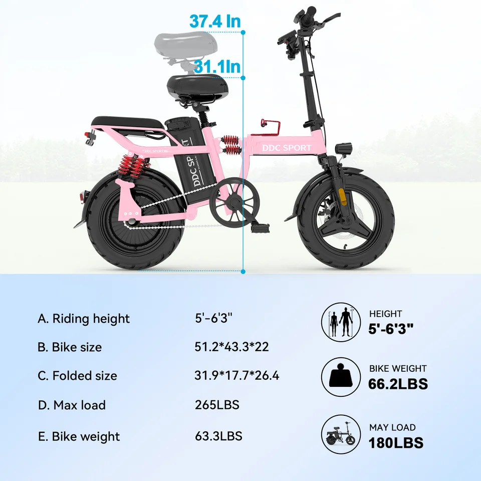 Folding Electric Bike, Electric Bicycle with 48V 14AH Removable Battery,  Electric Bike for Adults Teens,14'' Ebike image 3