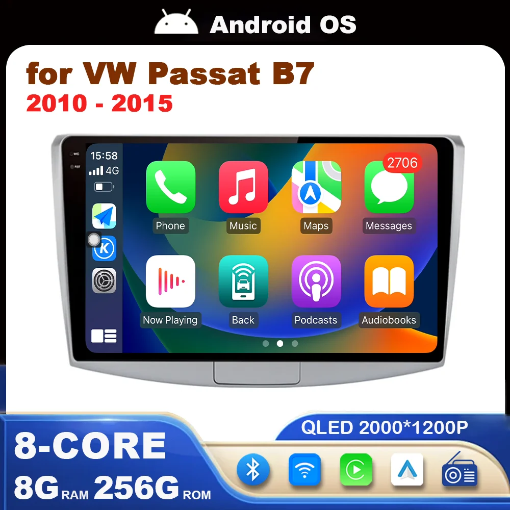 

10 inch Car Radio Multimedia Player Android System for VW Passat B7 2010 - 2015 GPS Navigation Split Screen Carplay DSP Stereo