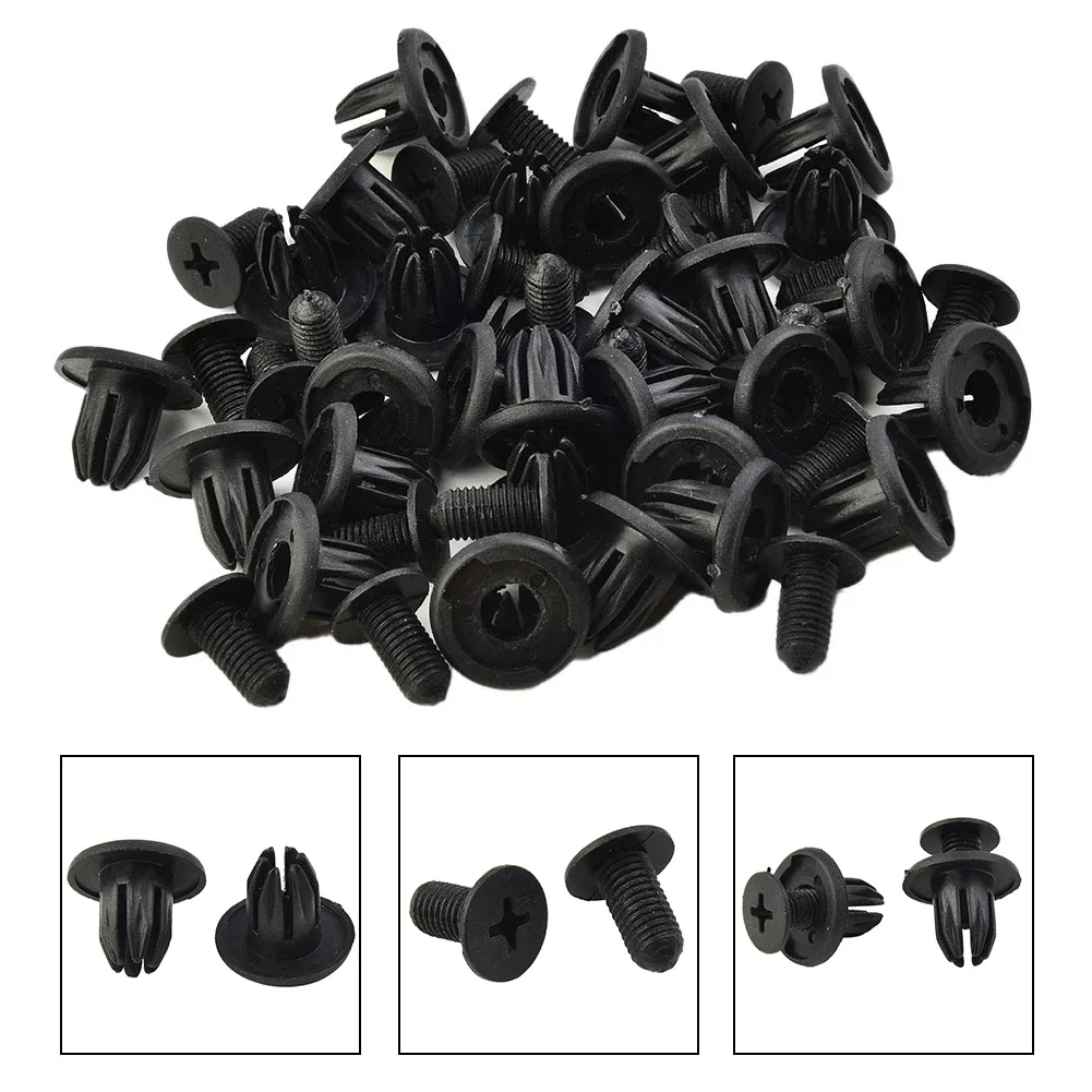 50Pcs 10mm Black Car Truck Bumper Fender Rivet Clips High Quality Auto Fastener Retainer Plastic Rivet Clips Accessories