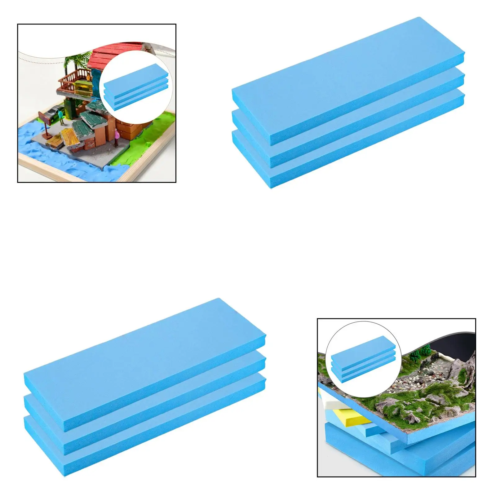 

3Pcs Craft Board Foam Craft Panel Hobby Sturdy Crafting Easy Cutting Blue Diorama Base Landscape Scenery Building Foam Slab