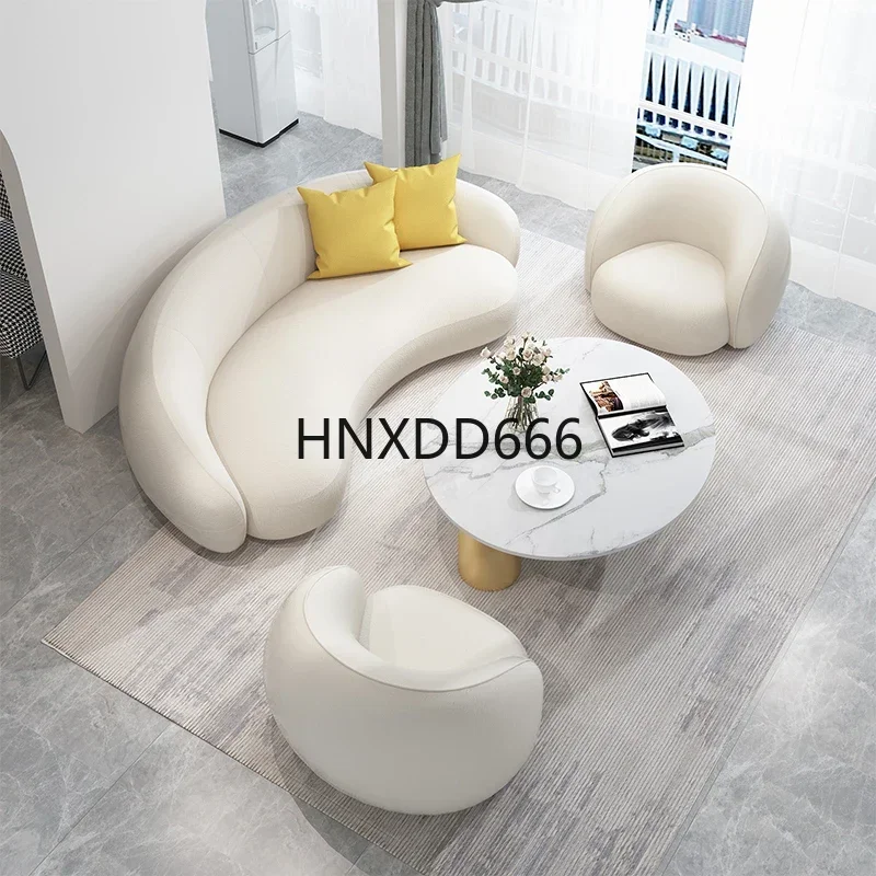 Lamb wool sofa living room small apartment arc