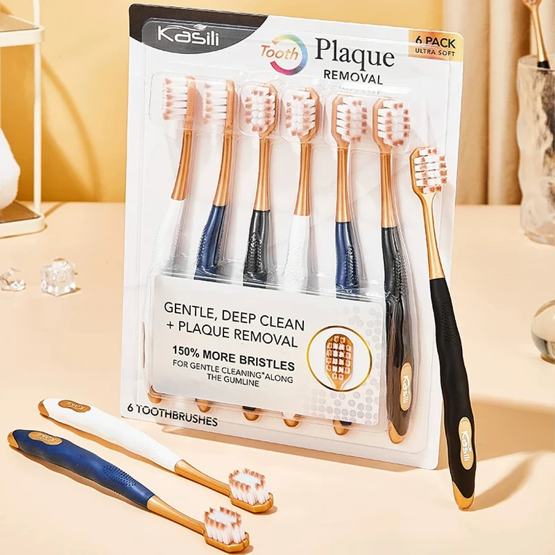 6pcs Toothbrush Adult Soft Hair Household  - Wide Head Ultra Fine Hair Anti Sensitivity Gum Protection - Suitable for Touring