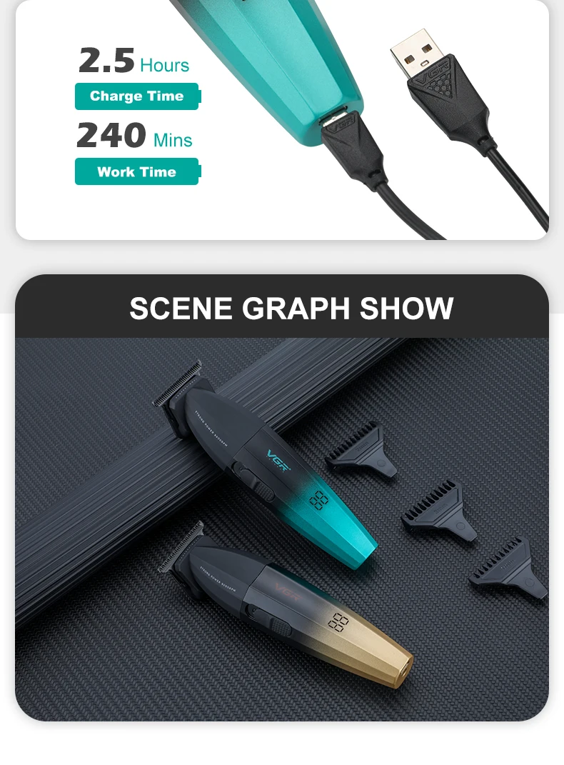 VGR haarschneidemaschine harrschneidemaschine haarschneidemaschine männer Haarschneider Professioneller Haarschneidemaschine Kabellos Haarschneider 9000 U/min Haarschnitt Barbier Metall Trimmer für Männer V-906 – Detail 6